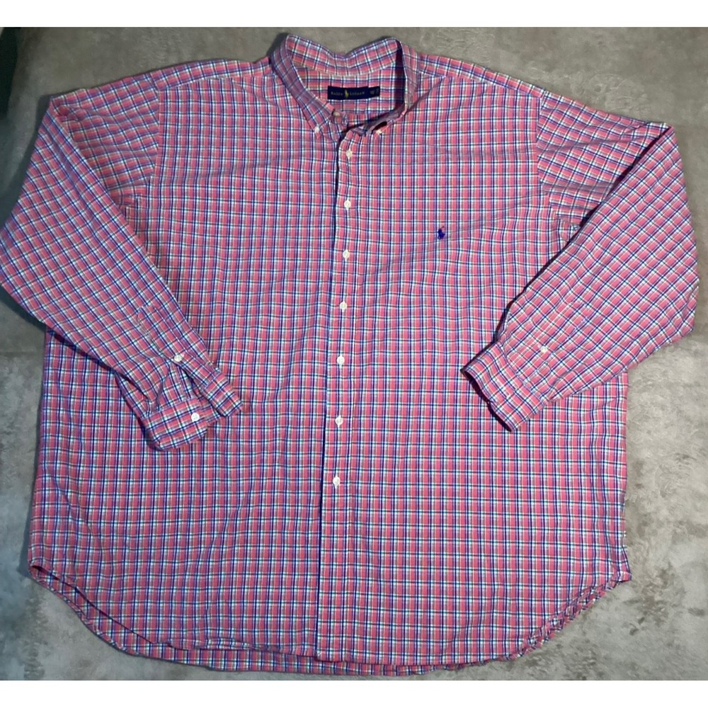 Ralph Lauren Plaid Button Down Shirt Long Sleeve Classic Fit 4XLT